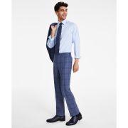 Calvin Klein Men’s Slim-Fit Wool Blend Stretch Pants Plaid Blue 34×30 B4HP $190