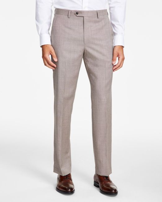 Michael Kors Men's Classic-Fit Stretch Wool-Blend Suit Pants Tan B4HP $190