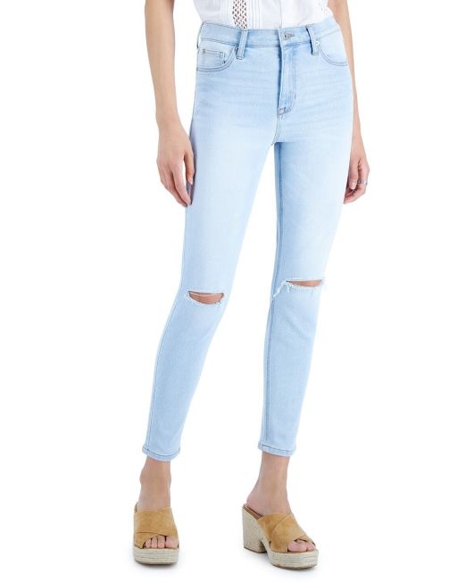 Celebrity Pink Juniors' Ripped Skinny Ankle Jeans Candy Kiss B4HP