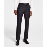 Michael Kors Men's Plaid Classic-Fit Wool-Blend Stretch Pant Charcoal/Brown B4HP