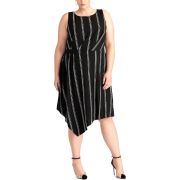 Rachel Roy Women’s Striped Asymmetrical Dress Black 20W B4HP $129 No Tags