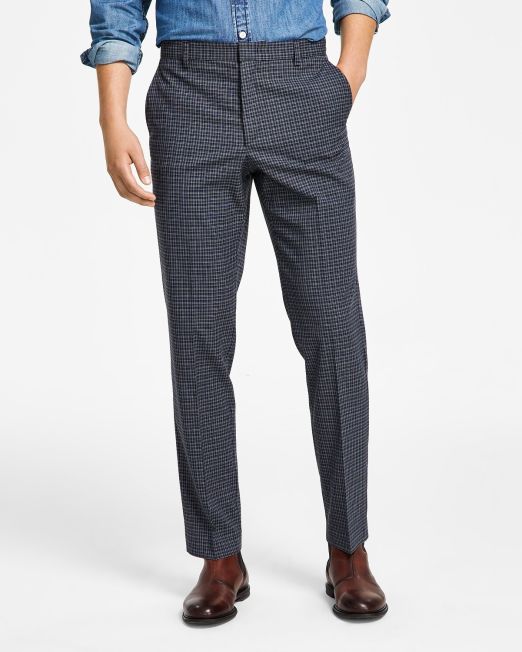 Tommy Hilfiger Men's Modern-Fit TH Flex Stretch Patterned Pants Greyblue B4HP