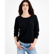 Hippie Rose Juniors’ Cutout-Back Knit Top Black B4HP