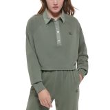 Calvin Klein Jeans Women's Cotton Polo Sweatshirt Thyme XL B4HP