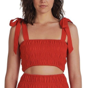 Charlie Holiday Marsha Smocked Crop Top Orange L B4HP
