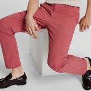 Calvin Klein Men’s Slim Fit Tech Solid Performance Dress Pants Pink 33×30 B4HP