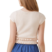 BCBGeneration Women’s Peplum Sweater Top Cream Pink B4HP