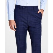 Calvin Klein Men’s Slim-Fit Plaid Performance Dress Pants Blue B4HP