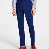 DKNY Men's Modern-Fit Solid Dress Pants Navy 33x30 B4HP