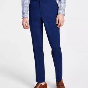 DKNY Men’s Modern-Fit Solid Dress Pants Navy 33×30 B4HP