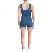 Almost Famous Juniors’ Ruffled Stretch-Denim Shortalls Medium Wash Small B4HP