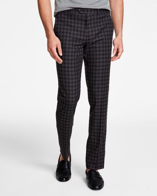 Bar III Men's Slim-Fit Check Suit Pants Brown B4HP $175