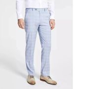 Alfani Men’s Slim-Fit Stretch Solid Suit Pants Blue Plaid B4HP $135