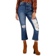 Celebrity Pink Juniors’ Ripped Cropped Kick Flare Jeans B4HP