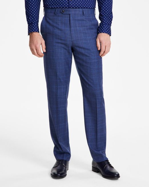 Michael Kors Men's Classic-Fit Stretch Wool-Blend Suit Pants Blue B4HP $190