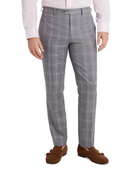Tallia Men's Slim-Fit Plaid Wool Suit Separate Pants Grey Brown B4HP 30x30 $175
