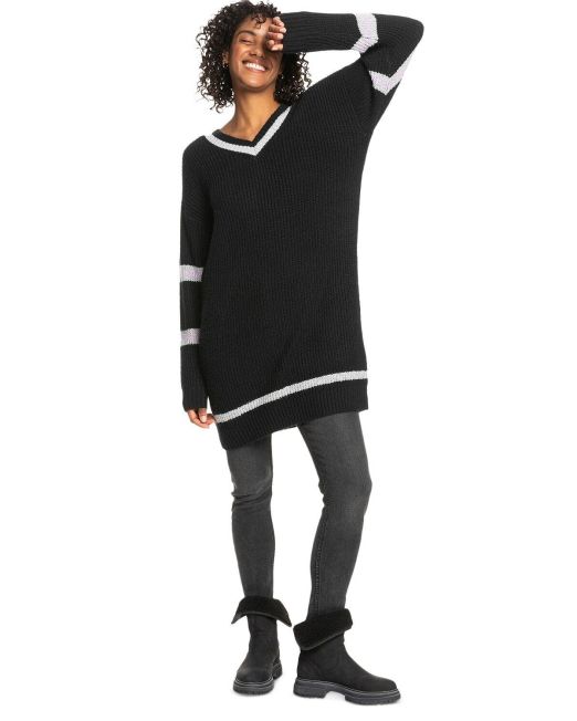 Roxy Juniors' Rose Mood Sweater Dress Anthracite M/L B4HP NO TAGS