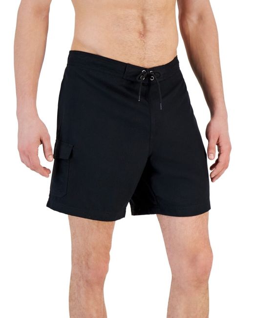 Club Room Men's Solid Quick-Dry 7" E-Board Shorts Black XL B4HP