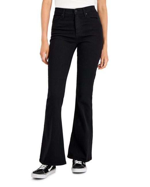 Celebrity Pink Juniors' Basic High Rise Black Flare Jeans Black Size 11 B4HP