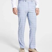 Alfani Men’s Slim-Fit Stretch Solid Suit Pants Blue Plaid B4HP $135