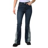 Indigo Rein Juniors' High-Rise Flare-Leg Two-Tone Denim Jeans Blue 9 B4HP 28x33