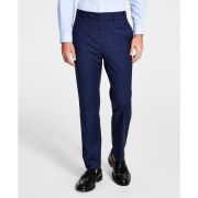 Calvin Klein Men’s Slim-Fit Plaid Performance Dress Pants Blue B4HP