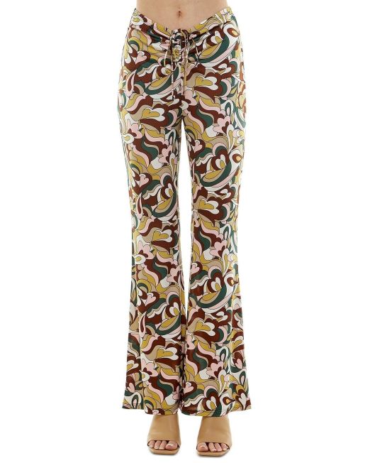 Planet Gold Juniors' Drawstring Flare Leg Pants Cappuccino Petals L B4HP
