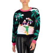 Hooked Up by IOT Juniors’ Sequined Embroidered Sweater Black XL B4HP