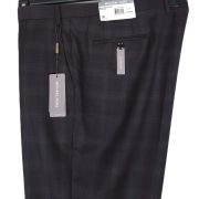 Michael Kors Men’s Plaid Classic-Fit Wool-Blend Stretch Pant Charcoal/Brown B4HP