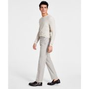 Calvin Klein Men’s Slim-Fit Plaid Performance Dress Pants Beige B4HP