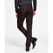 Bar III Men’s Slim-Fit Suit Separate Pants Burgundy Plaid 32×32 B4HP $175