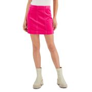 Tinseltown Women’s Solid Velvet Seamed Mini Skirt Pink Velve XS B4HP