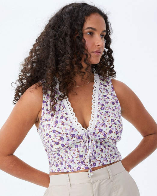 COTTON ON Women's Tie Front Lace Camisole Top Large B4HP