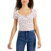 Self Esteem Juniors’ Ribbed Sweetheart-Neck Top White Alyssum XL B4HP