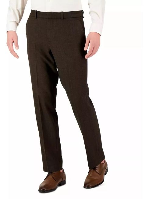 Perry Ellis Men's Modern-Fit Stretch Solid Resolution Pants Major Brown B4HP