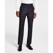 Michael Kors Men’s Plaid Classic-Fit Wool-Blend Stretch Pant Charcoal/Brown B4HP