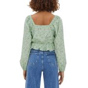 Vero Moda Henna Cropped Tie-Front Top Birch Top Green XS B4HP