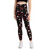 Planet Gold Juniors' Holiday Printed High Rise Leggings Black S B4HP