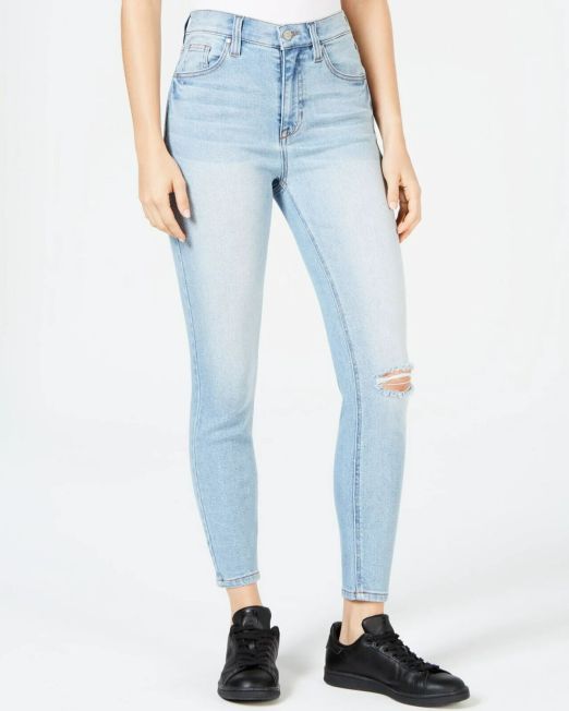 Celebrity Pink Juniors' Curvy Distressed Skinny Ankle Jeans Blue Size 3 B4HP