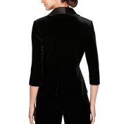 Alex Evenings Women’s Velvet Satin-Collar Peplum Top Black L B4HP $129