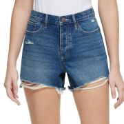 CALVIN KLEIN JEANS High-Rise Button-Fly Raw-Hem Denim Shorts Dark Wash B4HP
