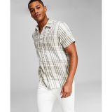 And Now This Men's Plaid Woven Short-Sleeve Button-Up Shirt Grey S B4HP