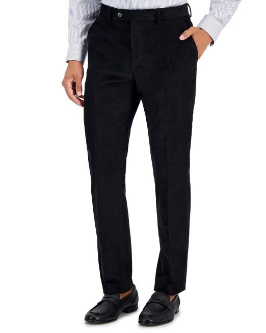 Tommy Hilfiger Men's Modern-Fit Solid Corduroy Pants Black 42x32 B4HP