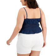 Derek Heart Trendy Plus Size Smocked Denim Color Tank Top 2X B4HP