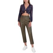 BCBGeneration Women’s V-Neck Long-Sleeve O-Ring Top Blue XS B4HP