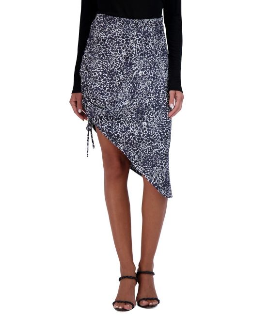 Bcbgmaxazria Women's Asymmetric Leopard-Print Skirt Navy Size 0 B4HP $198