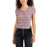Self Esteem Juniors' Ribbed Henley Top Greypink Medium B4HP