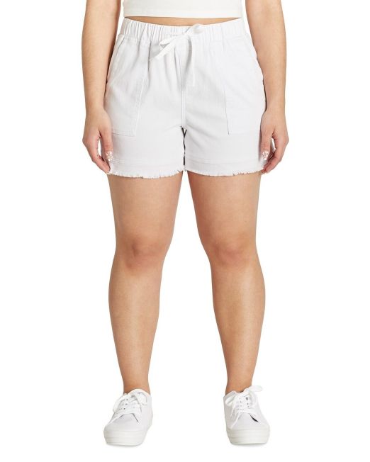 Dollhouse Juniors' Pull-On Jogger Jean Shorts White XS B4HP