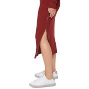 Calvin Klein Women’s Ribbed Long Sleeve Crewneck Side Slit Dress Syrah B4HP