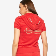 Juicy Couture Women Microterry Robertson Short Sleeve Jacket Rugby Rope M B4HP